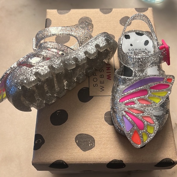 Sophia Webster Butterfly Jelly Sandals, Silver glitter, size 4 - Picture 3 of 5